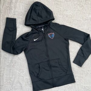 DePaul University Blue Demons Nike hoodie with
Thumbholes, Full zip, Size Small